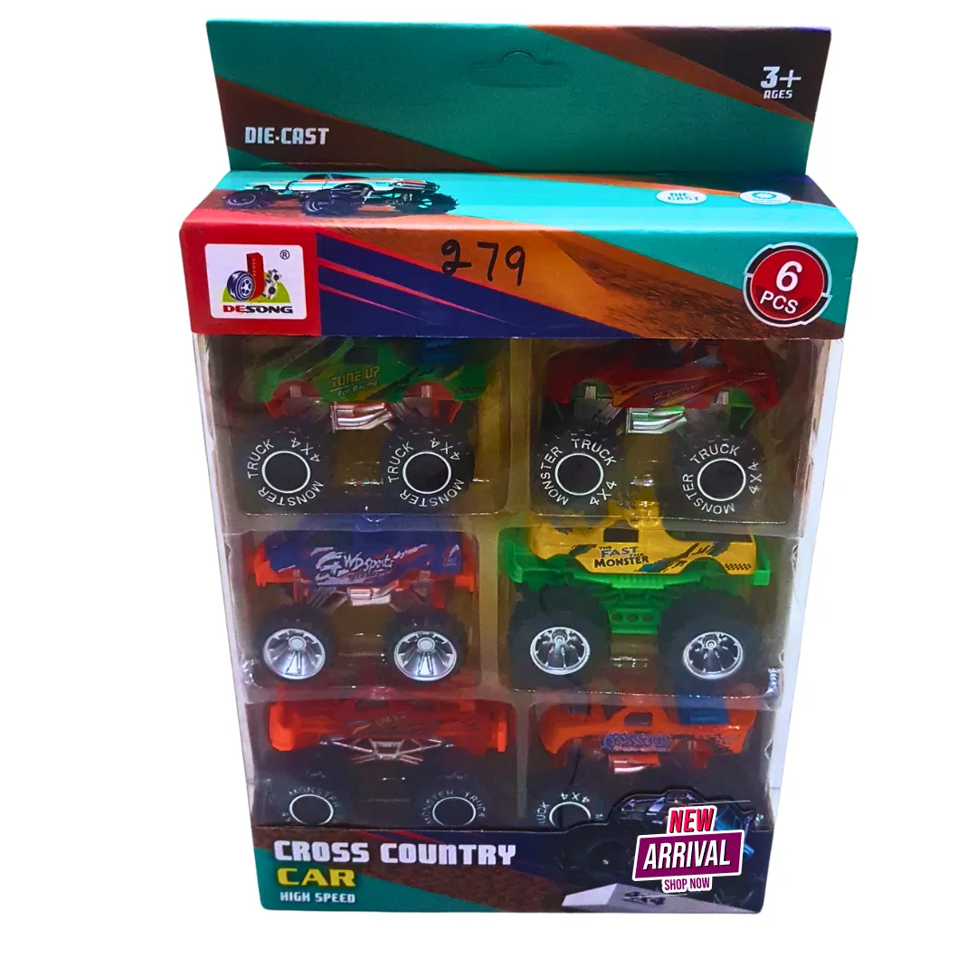 🚙 Cross Country Monster Truck Set – 6-Piece High-Speed Off-Road Cars