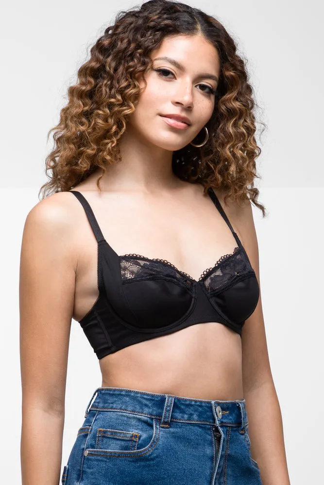 2 Pack Lace Trim Non Padded Bras Natural And Dark Grey