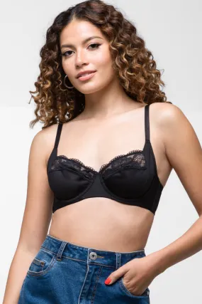 2 Pack Lace Trim Non Padded Bras Natural And Dark Grey