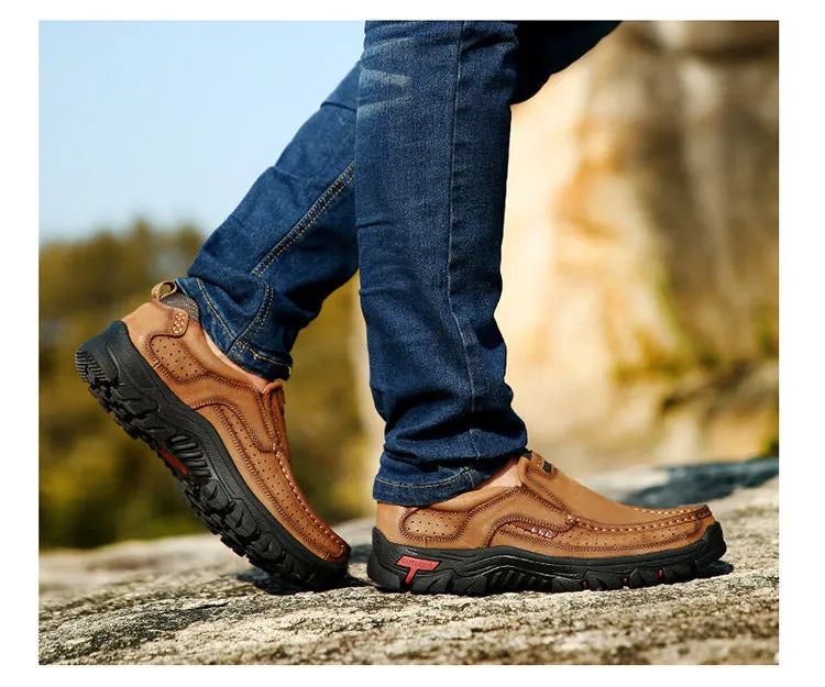 2024 New Genuine Leather Top Layer  Men's Shoes Low cut Soft Sole Hollow Breathable Outdoor Casual Shoes