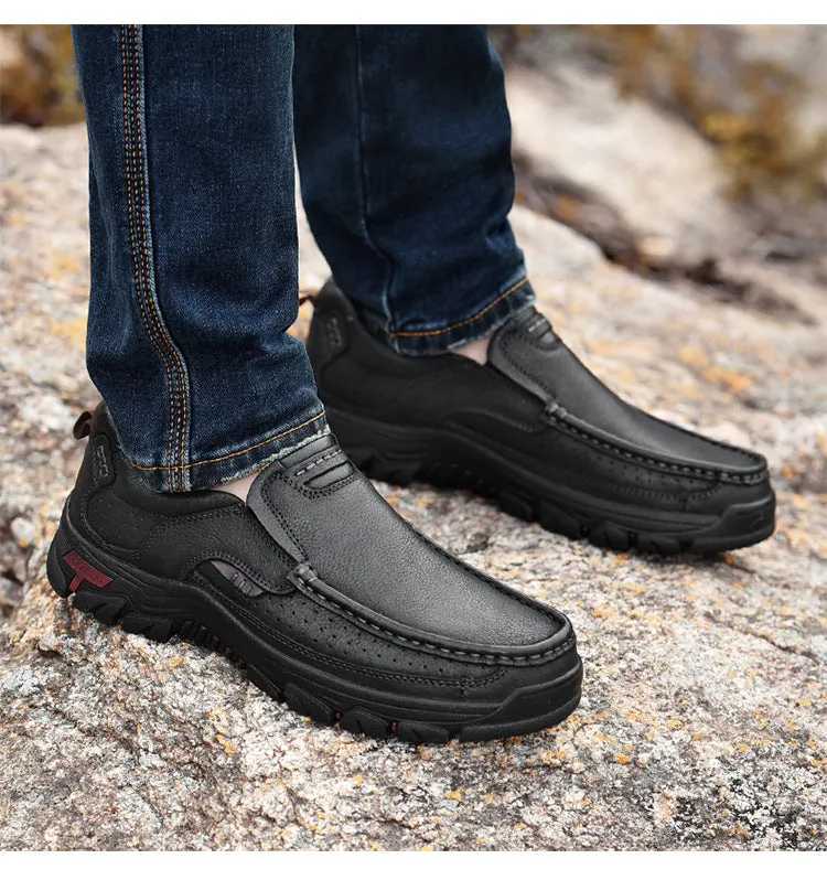2024 New Genuine Leather Top Layer  Men's Shoes Low cut Soft Sole Hollow Breathable Outdoor Casual Shoes