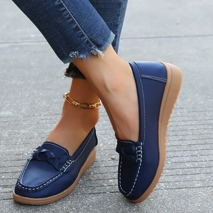 2024 Spring and Autumn Season New Style One Step Big Round Head Daily Casual Single Shoes Bean Shoes Mom Shoes