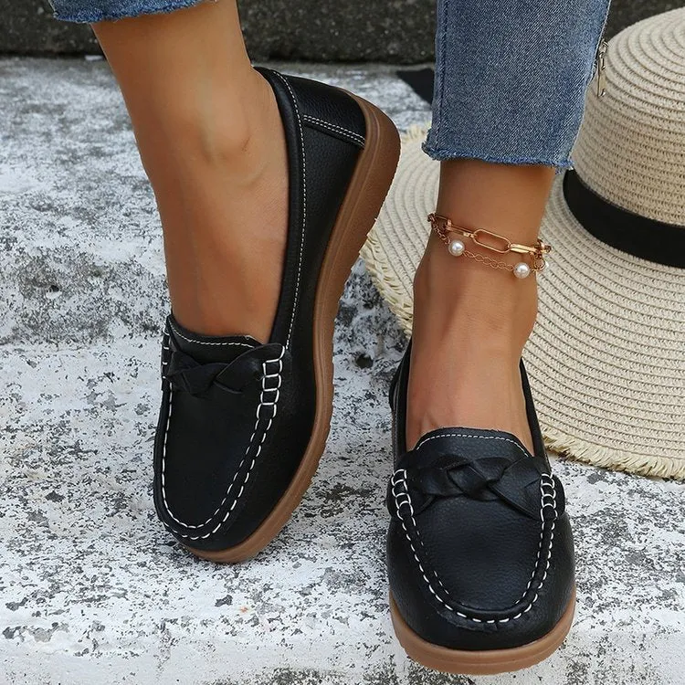 2024 Spring and Autumn Season New Style One Step Big Round Head Daily Casual Single Shoes Bean Shoes Mom Shoes