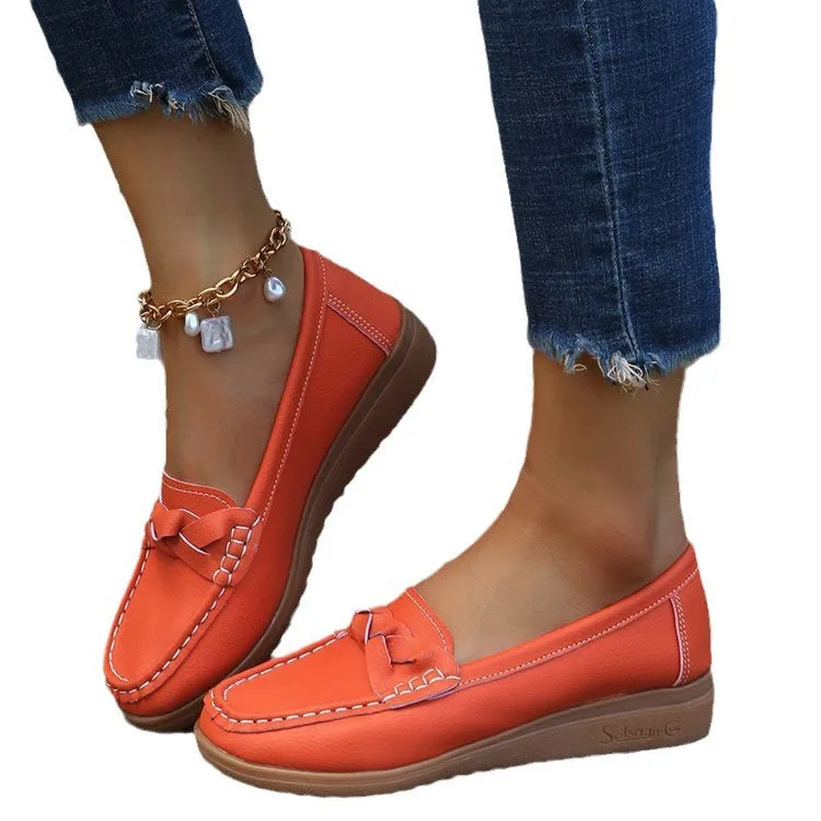 2024 Spring and Autumn Season New Style One Step Big Round Head Daily Casual Single Shoes Bean Shoes Mom Shoes