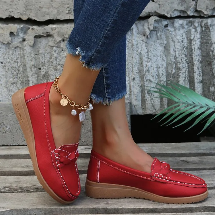 2024 Spring and Autumn Season New Style One Step Big Round Head Daily Casual Single Shoes Bean Shoes Mom Shoes