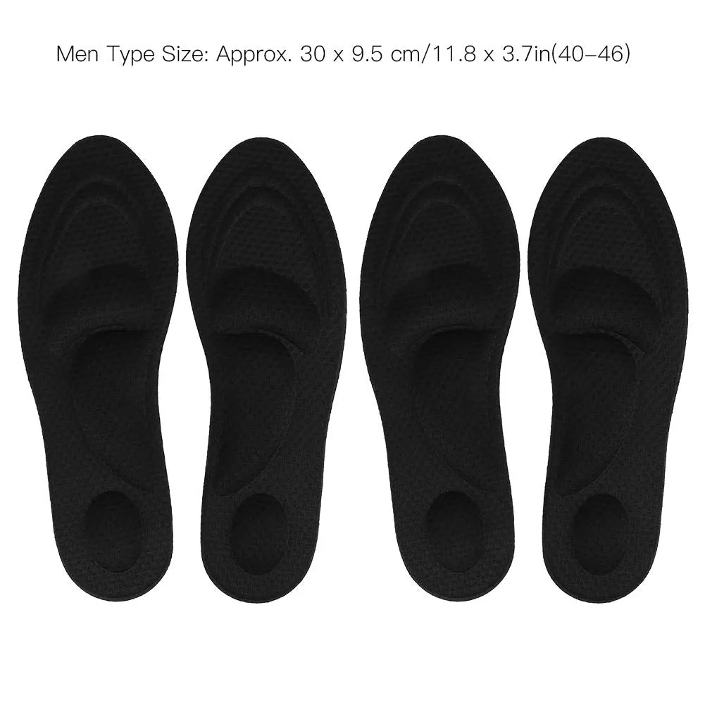 Alvinlite Shoes Insole, 2 Pair Orthotic Arch Support Insoles 4D Jacquard Shock Sweat Absorb Breathable Sponge Shoe Pad (Man-Black) Man Black