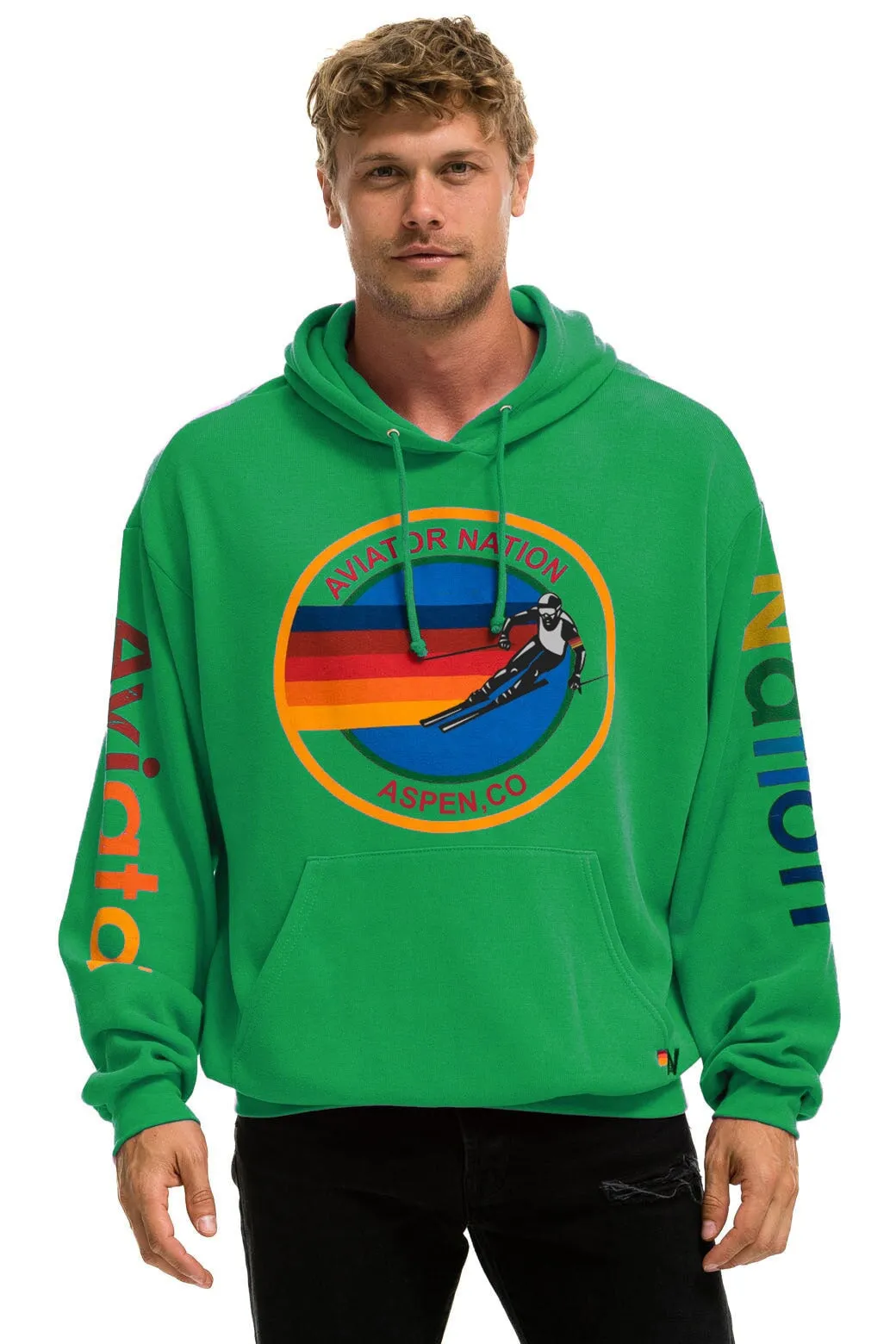 AVIATOR NATION ASPEN RELAXED PULLOVER HOODIE - KELLY GREEN