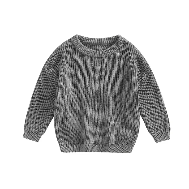 Baby Boys Girls Solid Color Long Sleeve Knit Sweaters