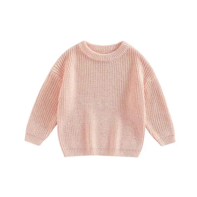 Baby Boys Girls Solid Color Long Sleeve Knit Sweaters