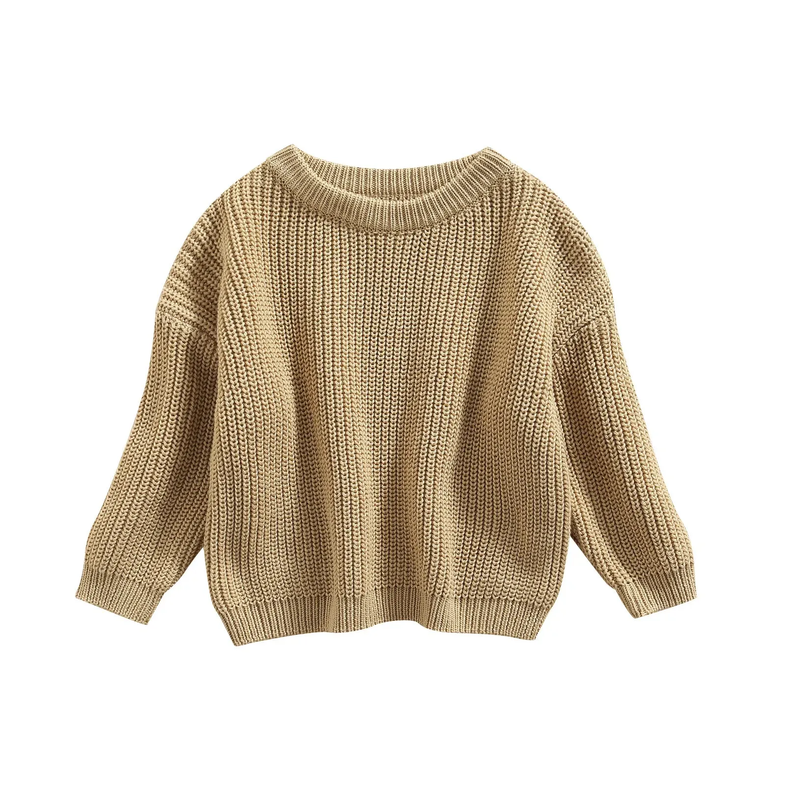 Baby Boys Girls Solid Color Long Sleeve Knit Sweaters