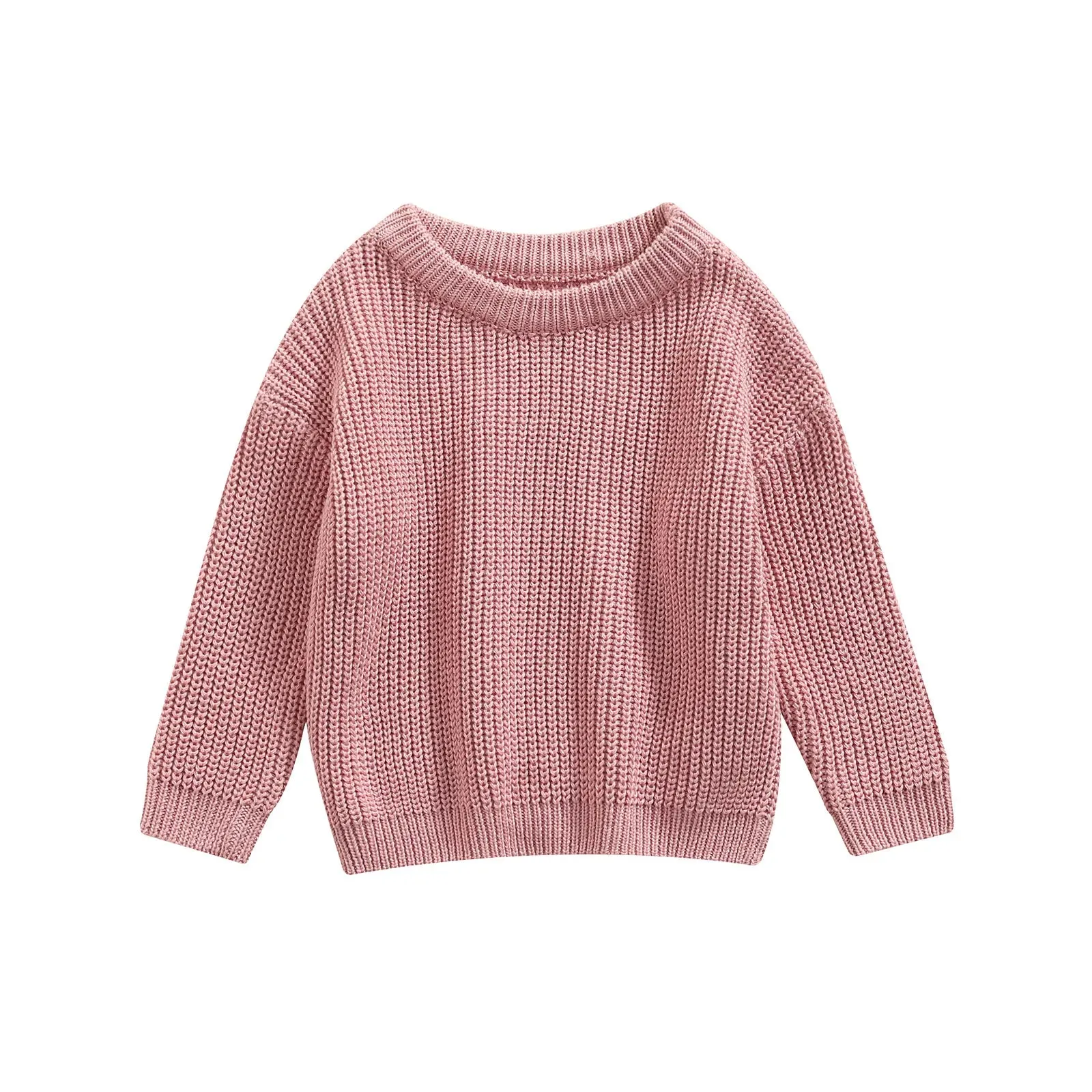 Baby Boys Girls Solid Color Long Sleeve Knit Sweaters