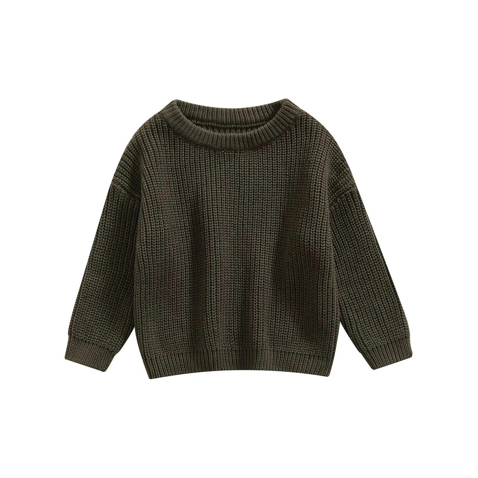 Baby Boys Girls Solid Color Long Sleeve Knit Sweaters