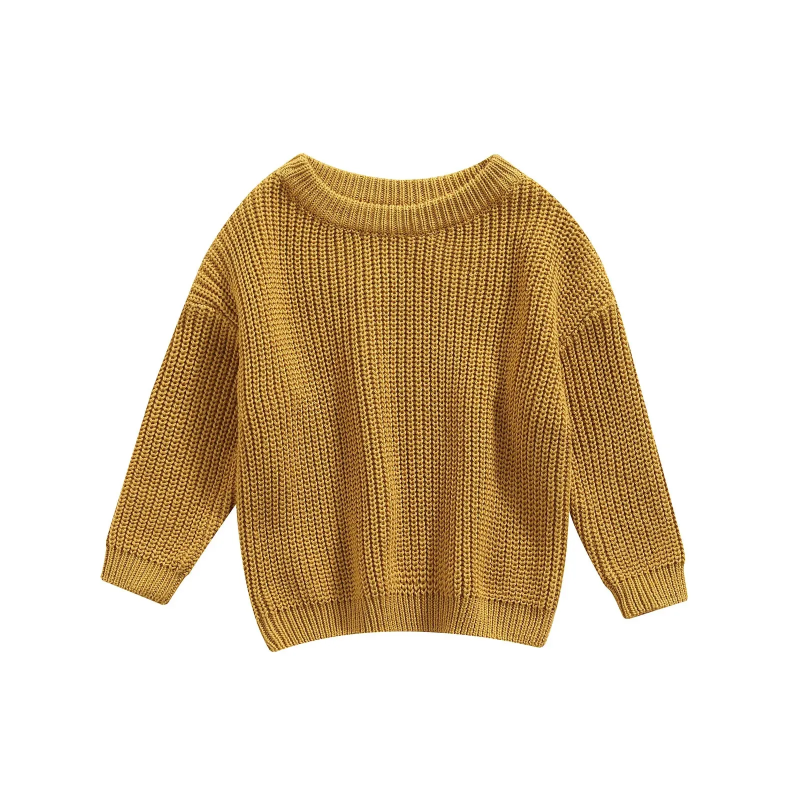 Baby Boys Girls Solid Color Long Sleeve Knit Sweaters