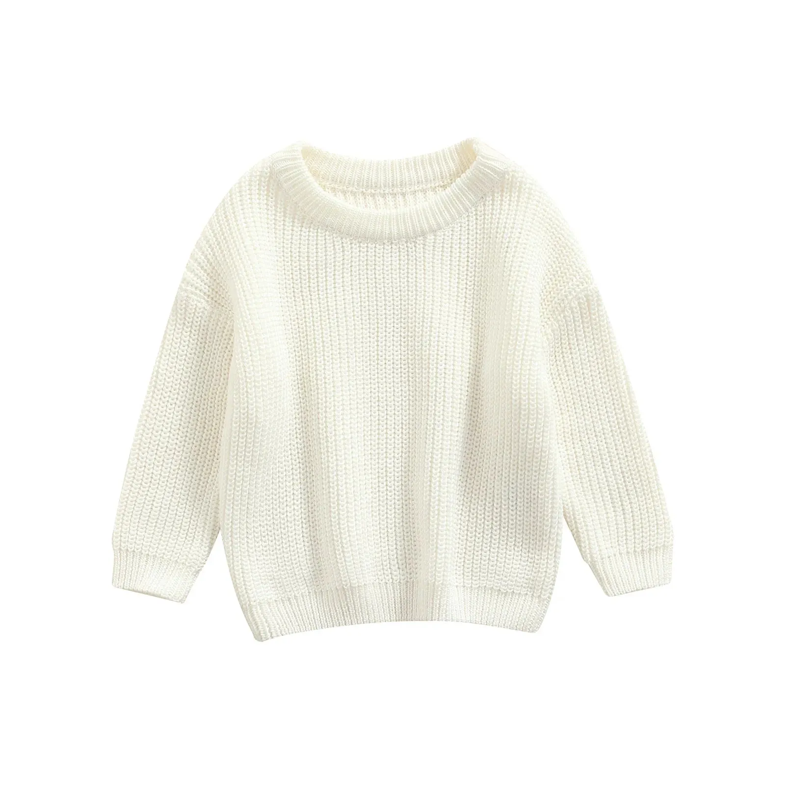Baby Boys Girls Solid Color Long Sleeve Knit Sweaters
