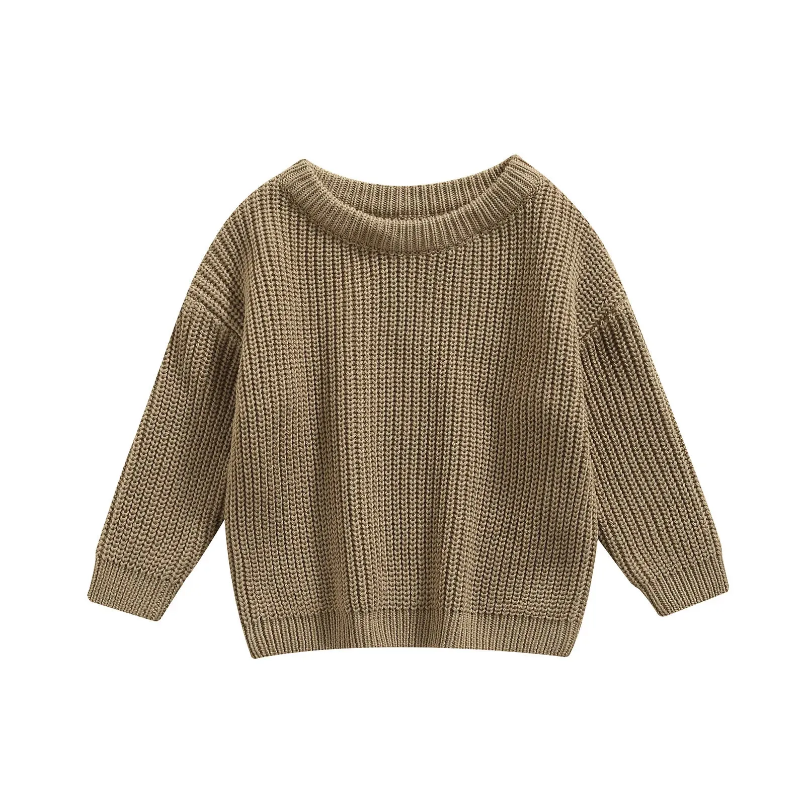 Baby Boys Girls Solid Color Long Sleeve Knit Sweaters