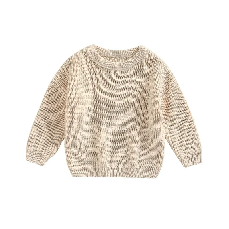Baby Boys Girls Solid Color Long Sleeve Knit Sweaters