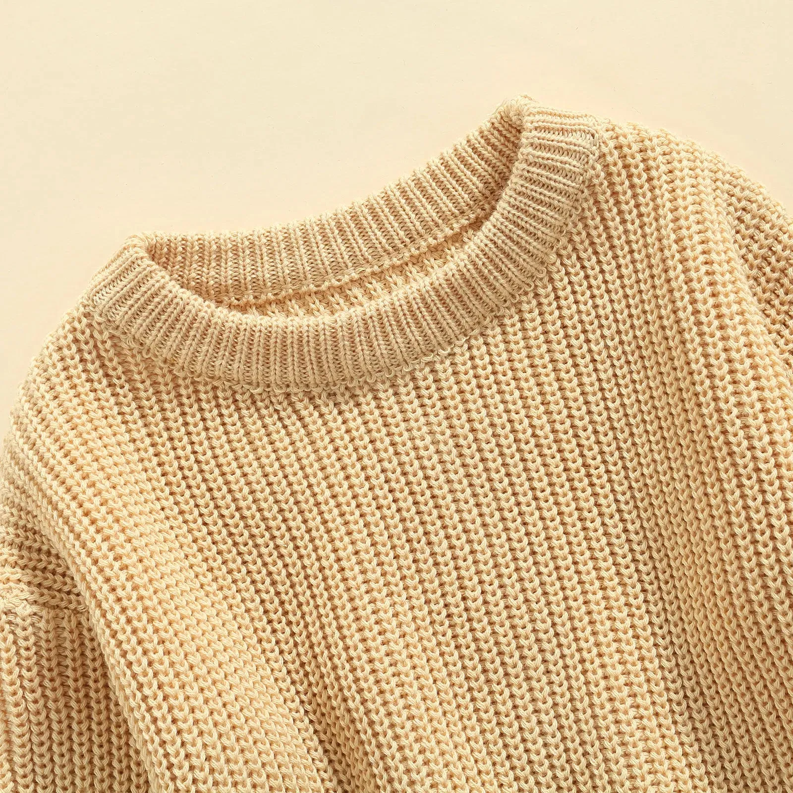 Baby Boys Girls Solid Color Long Sleeve Knit Sweaters