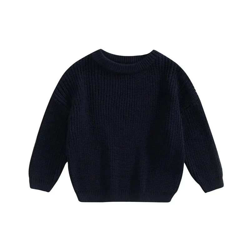 Baby Boys Girls Solid Color Long Sleeve Knit Sweaters