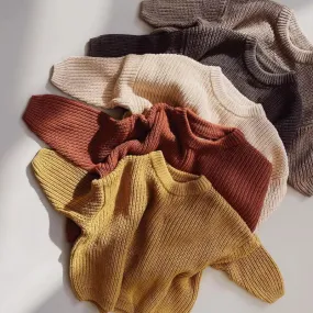 Baby Boys Girls Solid Color Long Sleeve Knit Sweaters