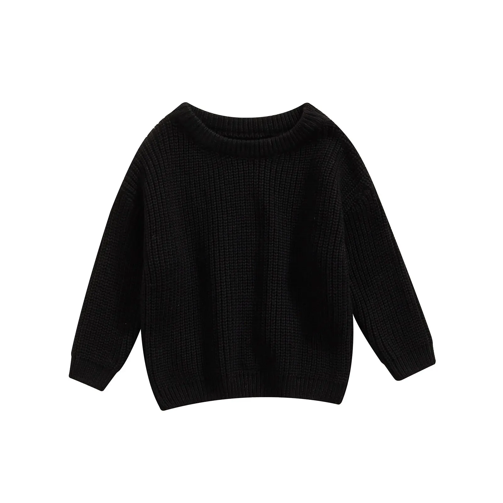 Baby Boys Girls Solid Color Long Sleeve Knit Sweaters