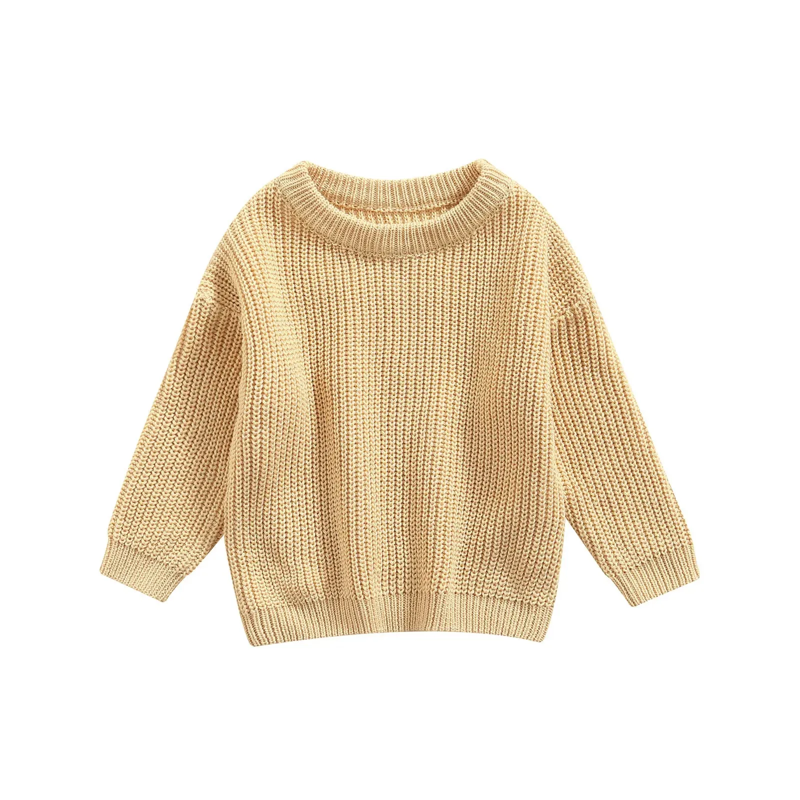 Baby Boys Girls Solid Color Long Sleeve Knit Sweaters