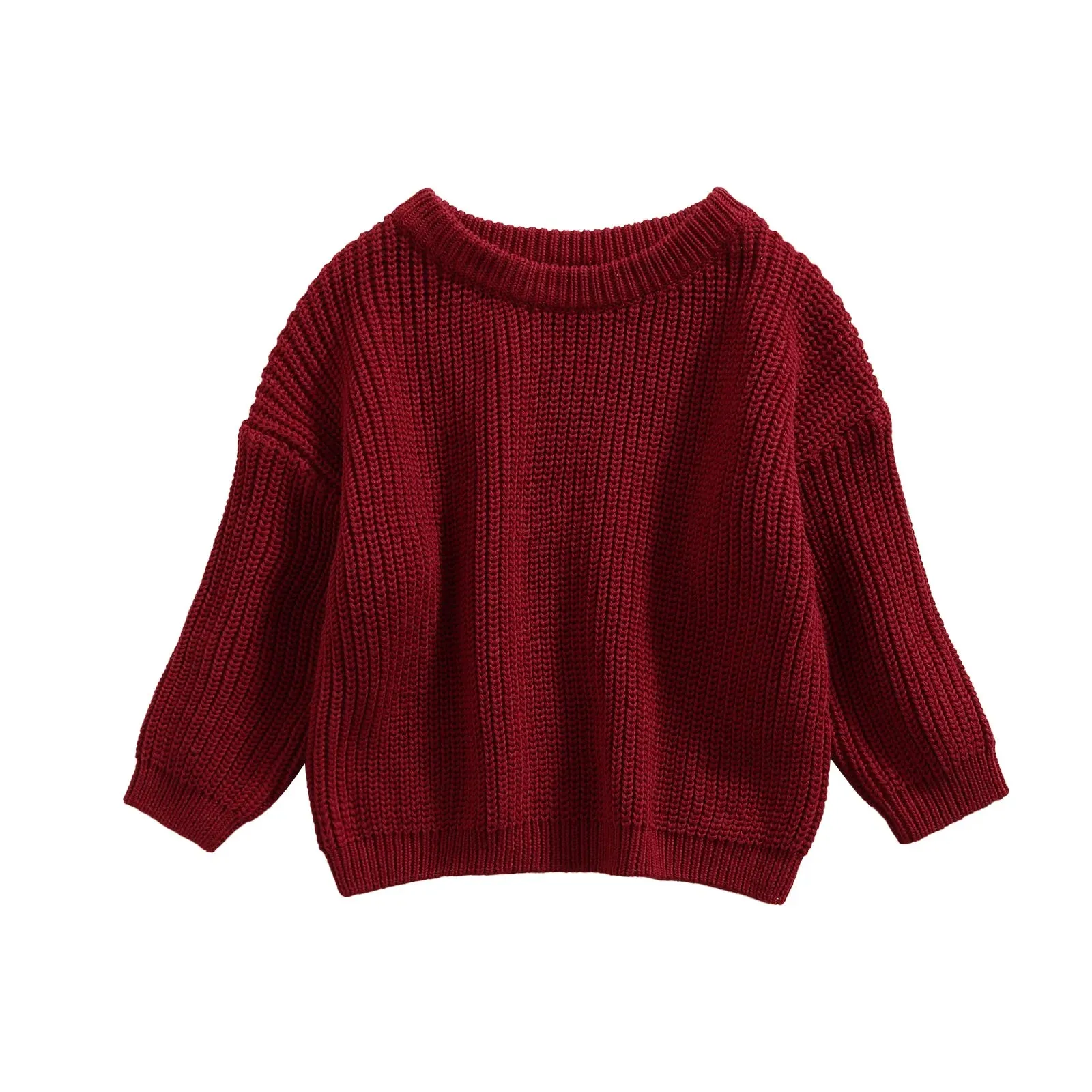 Baby Boys Girls Solid Color Long Sleeve Knit Sweaters