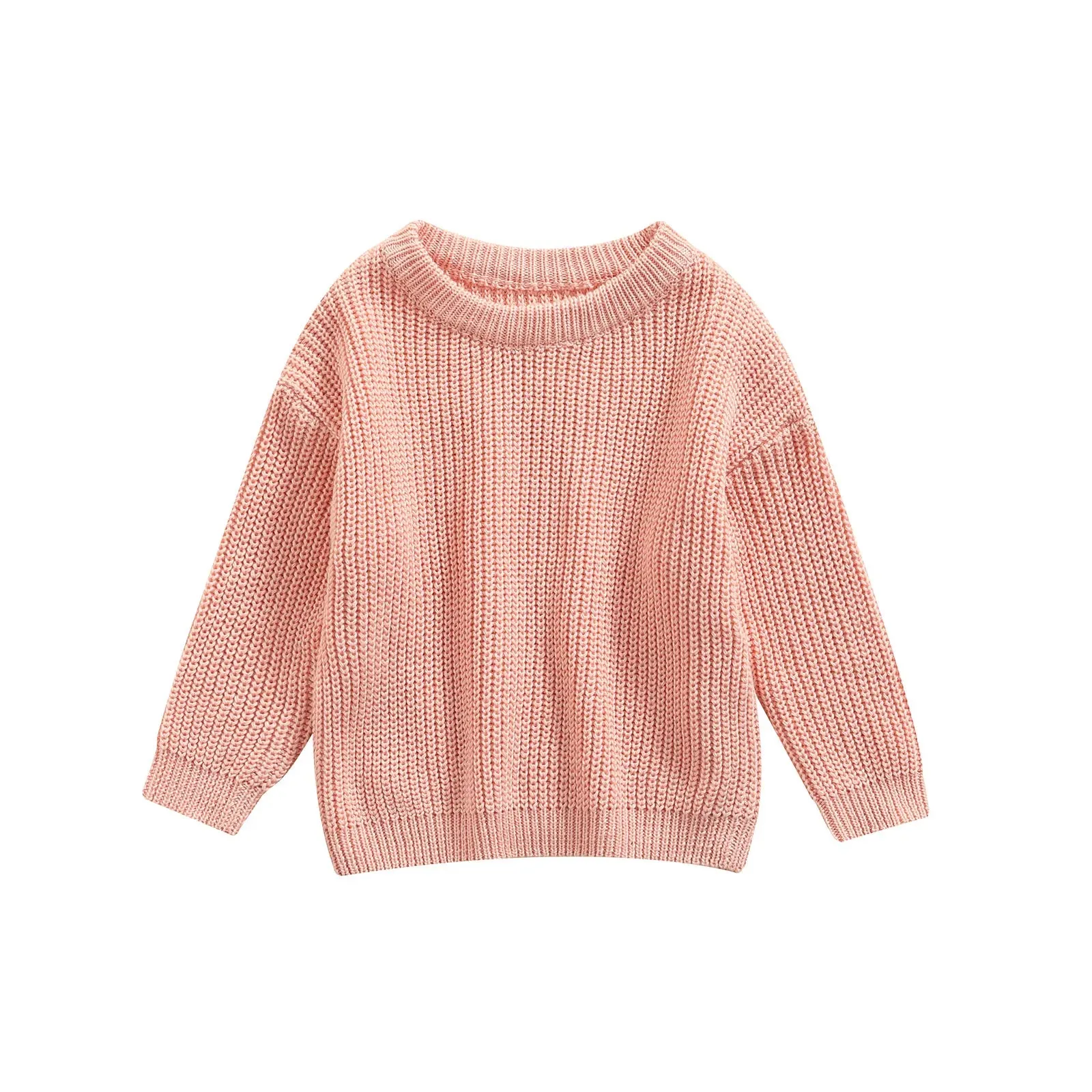 Baby Boys Girls Solid Color Long Sleeve Knit Sweaters