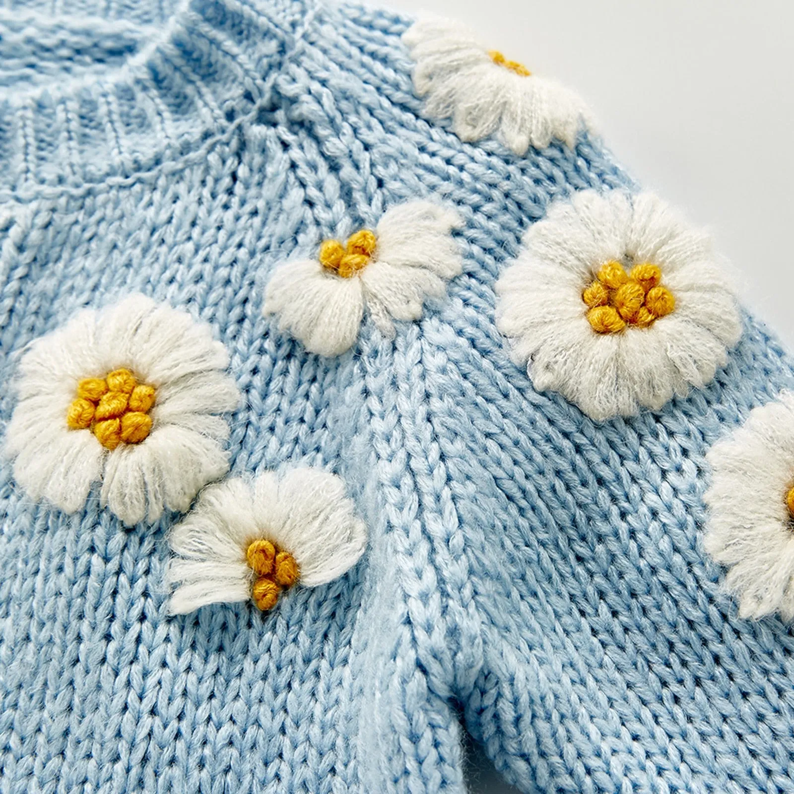 Baby O-Neck Floral Printed Knitting Sweaters, 2Colors