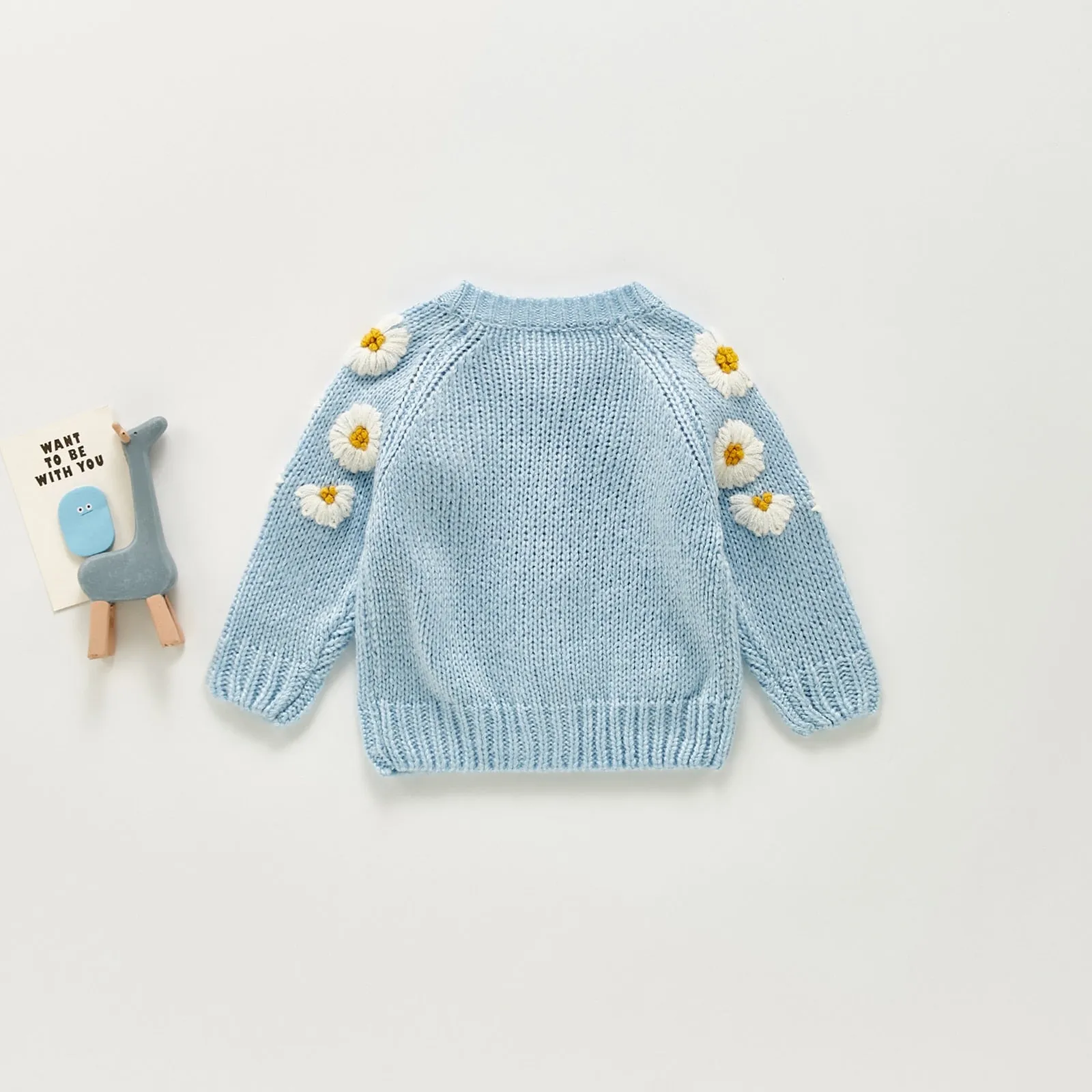 Baby O-Neck Floral Printed Knitting Sweaters, 2Colors