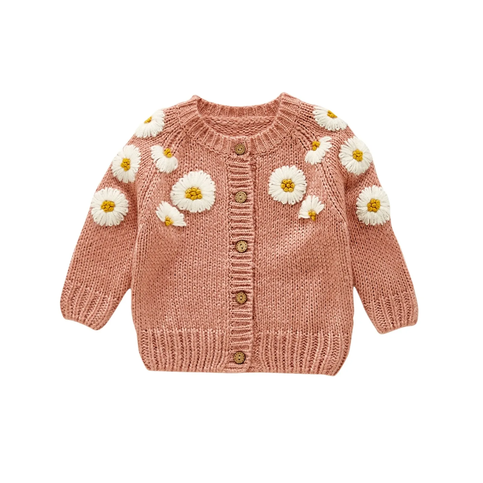 Baby O-Neck Floral Printed Knitting Sweaters, 2Colors