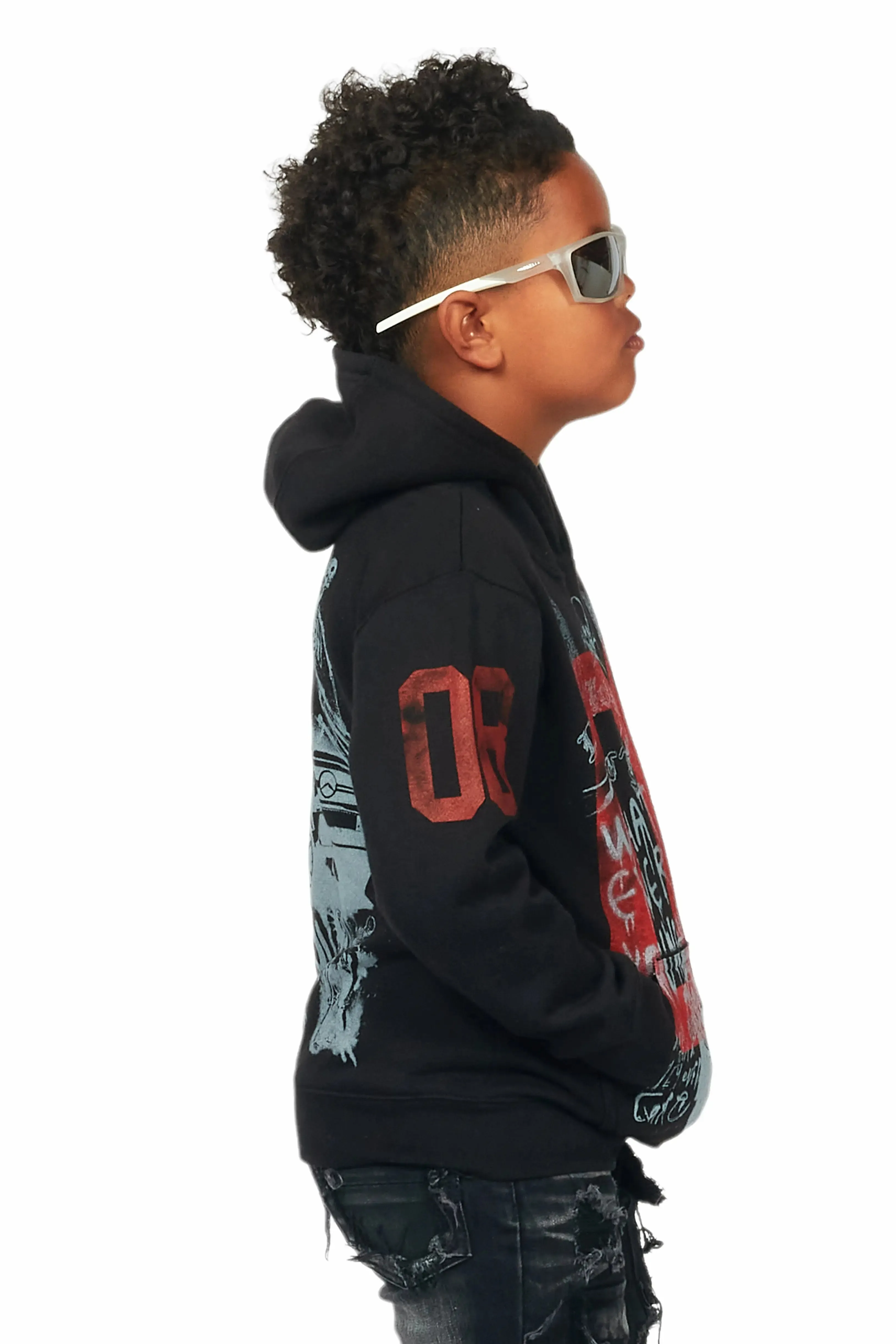 Boys Beau Black Graphic Hoodie