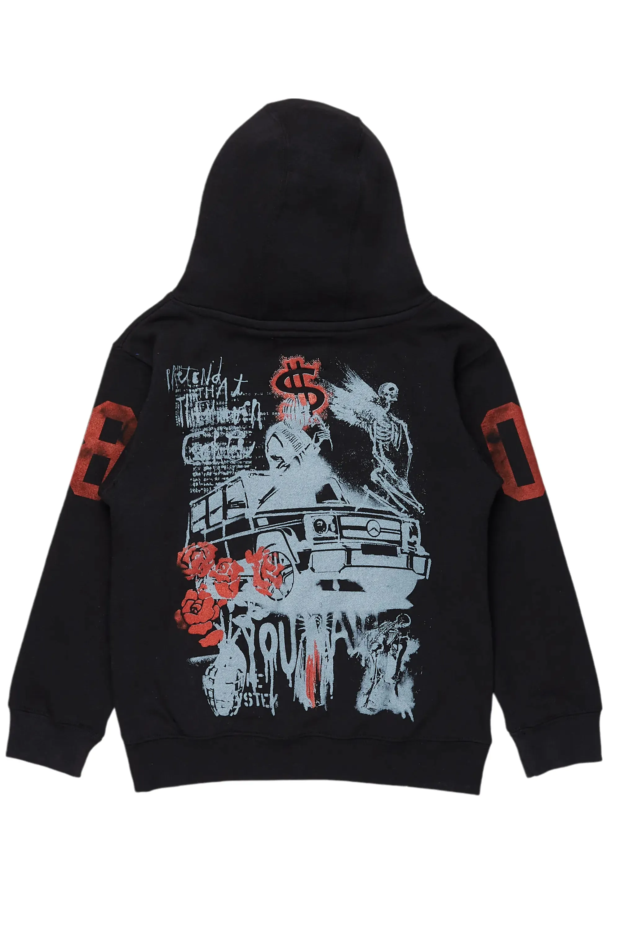 Boys Beau Black Graphic Hoodie
