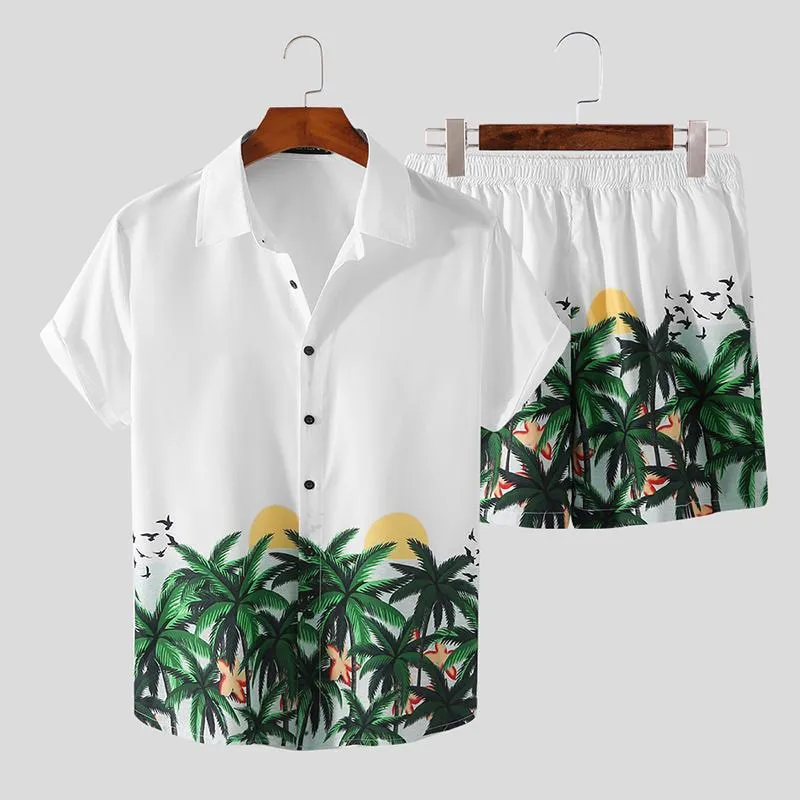 Breathable Men's Hawaiian Shirt and Shorts