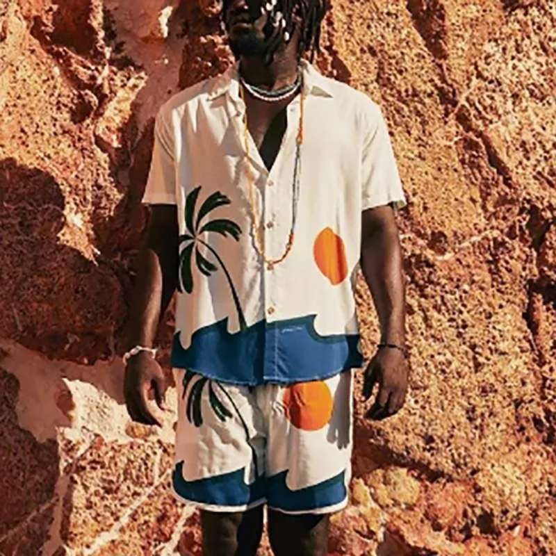 Breathable Men's Hawaiian Shirt and Shorts