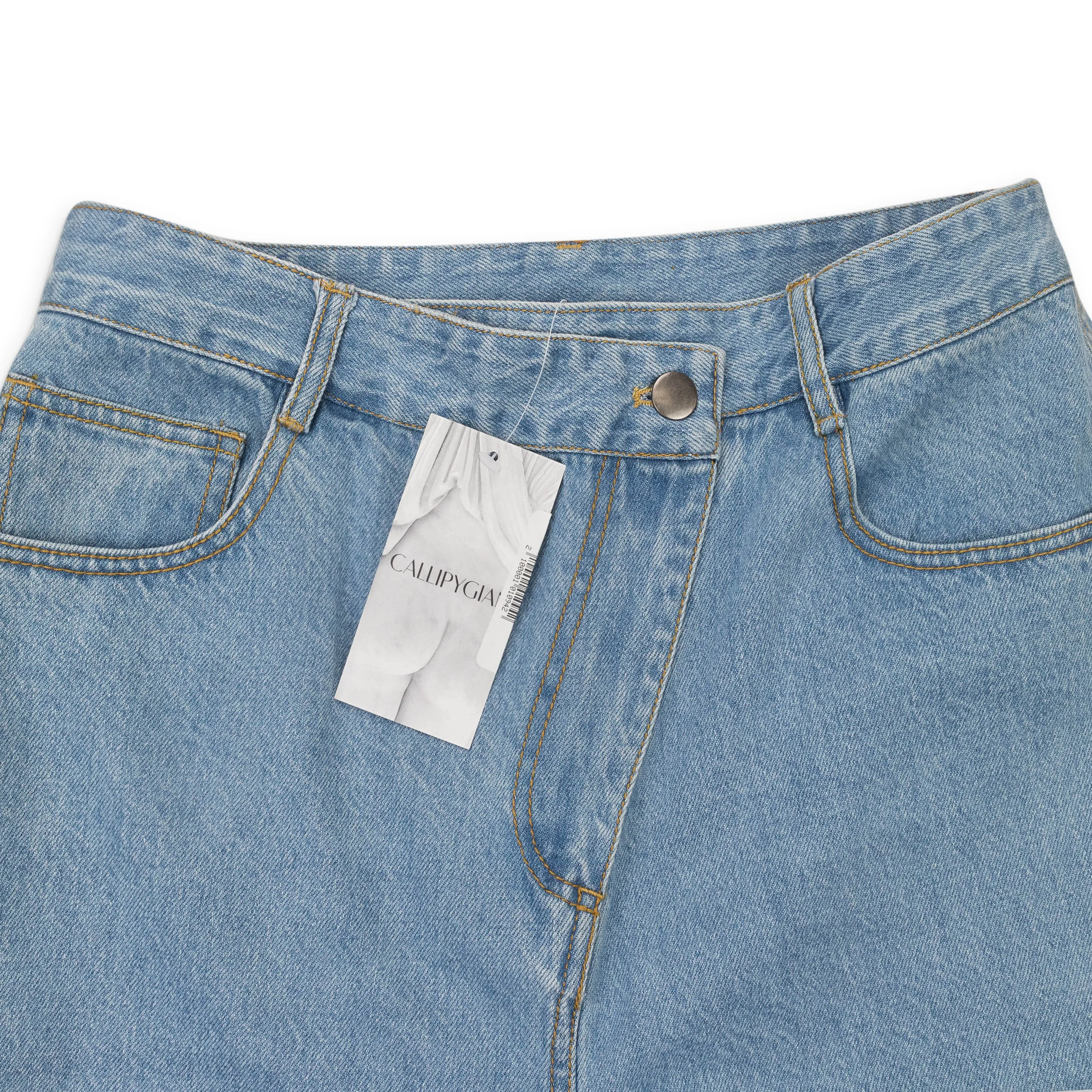 CALLIPYGIAN WASHED WIDE LEG SLANTED FLY BLUE WIDE-LEG JEANS
