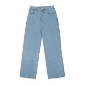 CALLIPYGIAN WASHED WIDE LEG SLANTED FLY BLUE WIDE-LEG JEANS