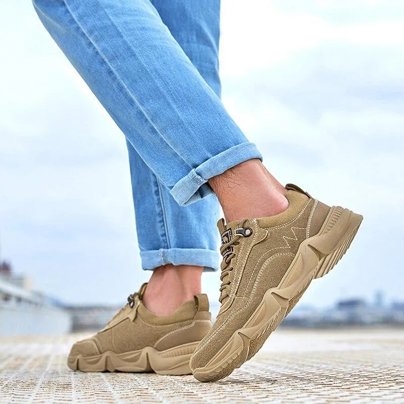 CAMEL Genuine Leather Men Shoes Retro Simple Casual Lace up Street