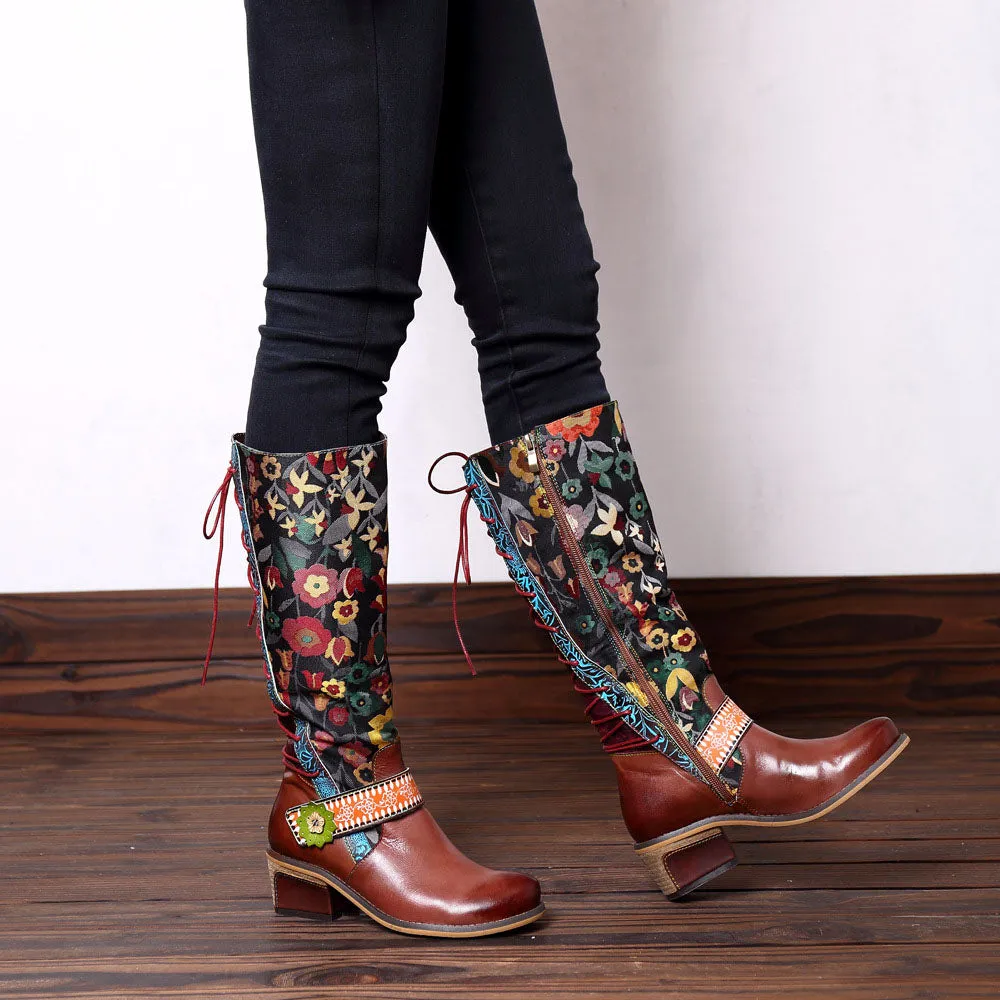 Casual Retro Leather Boots High Tube Boots