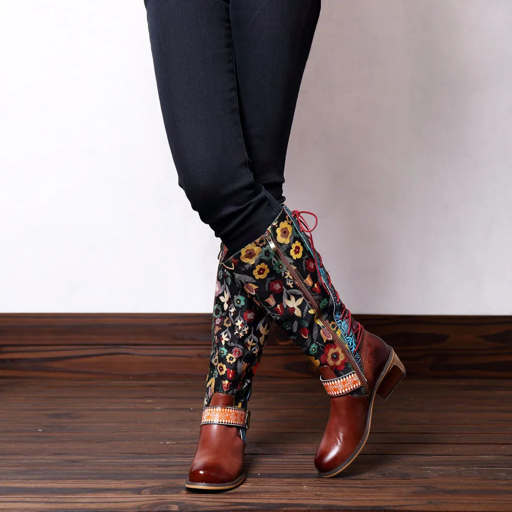 Casual Retro Leather Boots High Tube Boots