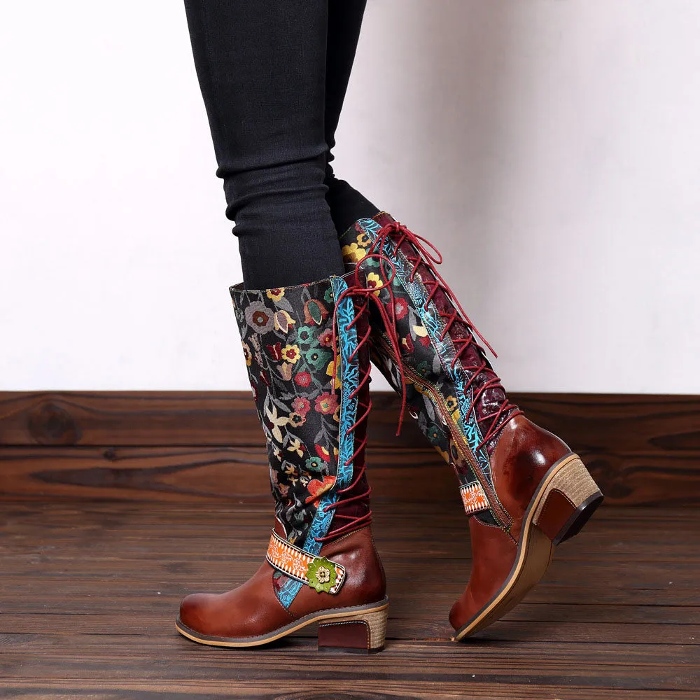 Casual Retro Leather Boots High Tube Boots