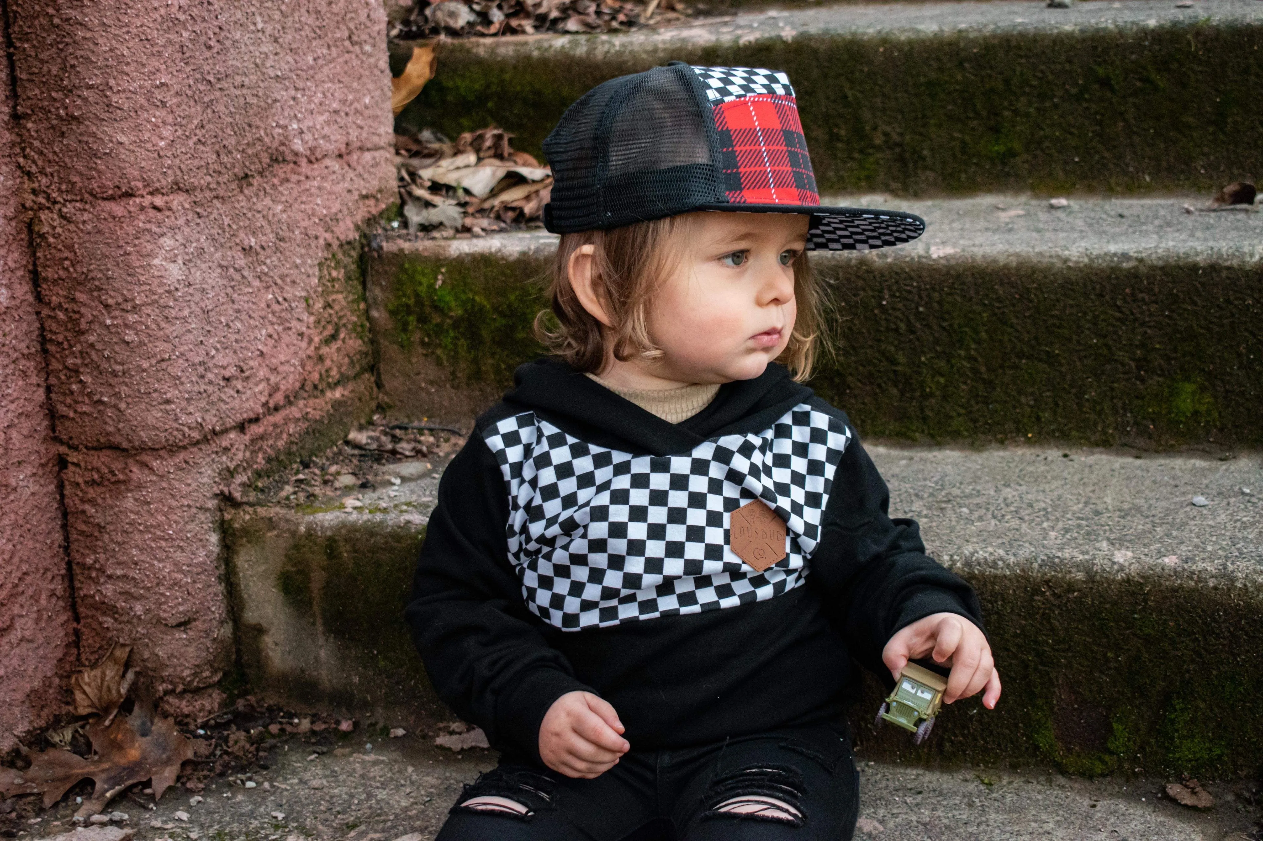 Checkered Front Panel Hoodie