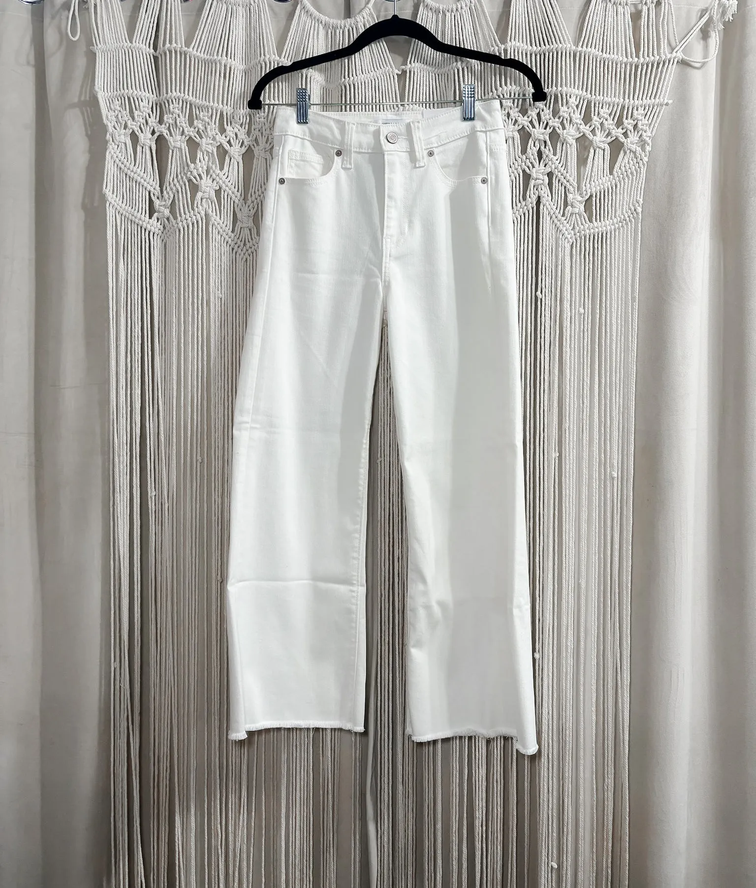 Cinda high rise cropped straight white jeans