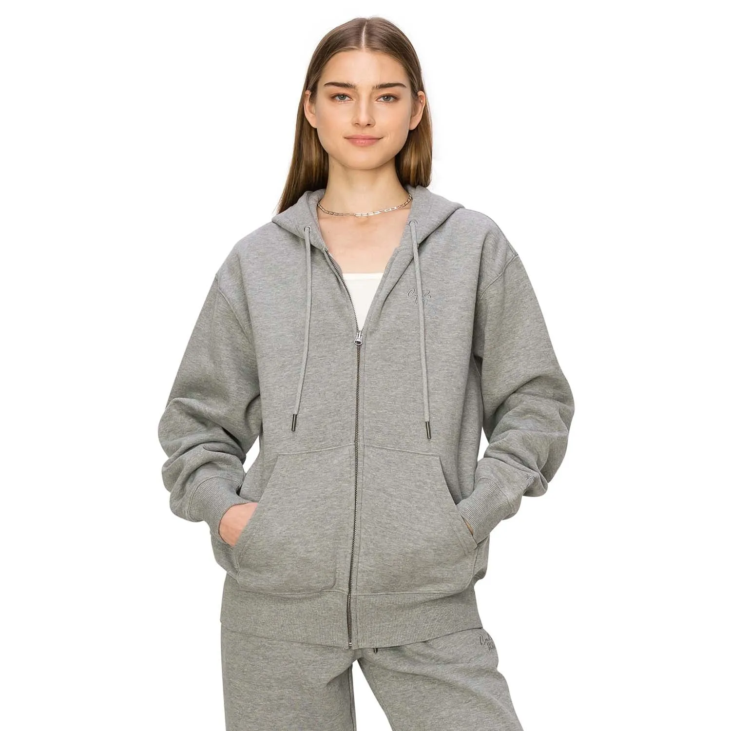 Cloud Fleece Zip Up Hoodie - Heather Dove Grey