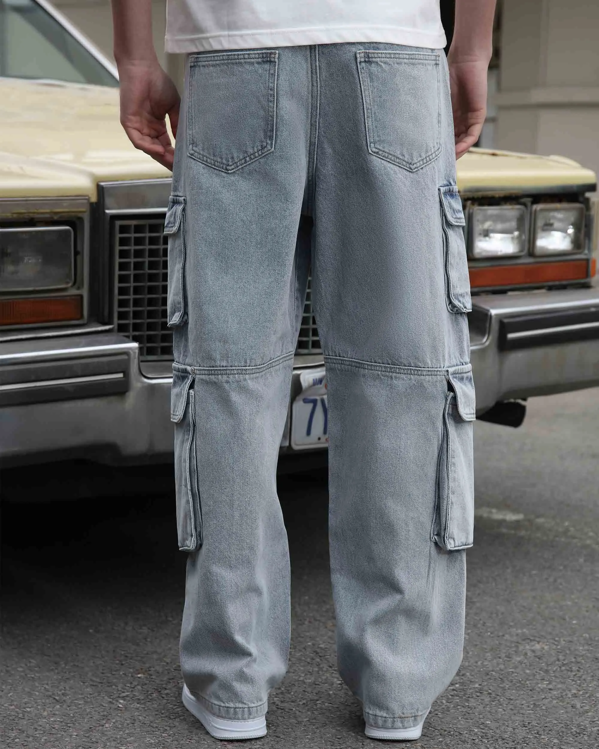 Comfortable Blue Baggy Jeans with Large Pockets-Mexico Local Delivery
