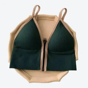 Comfortable Zip-Front Ribbed Sports Bras
