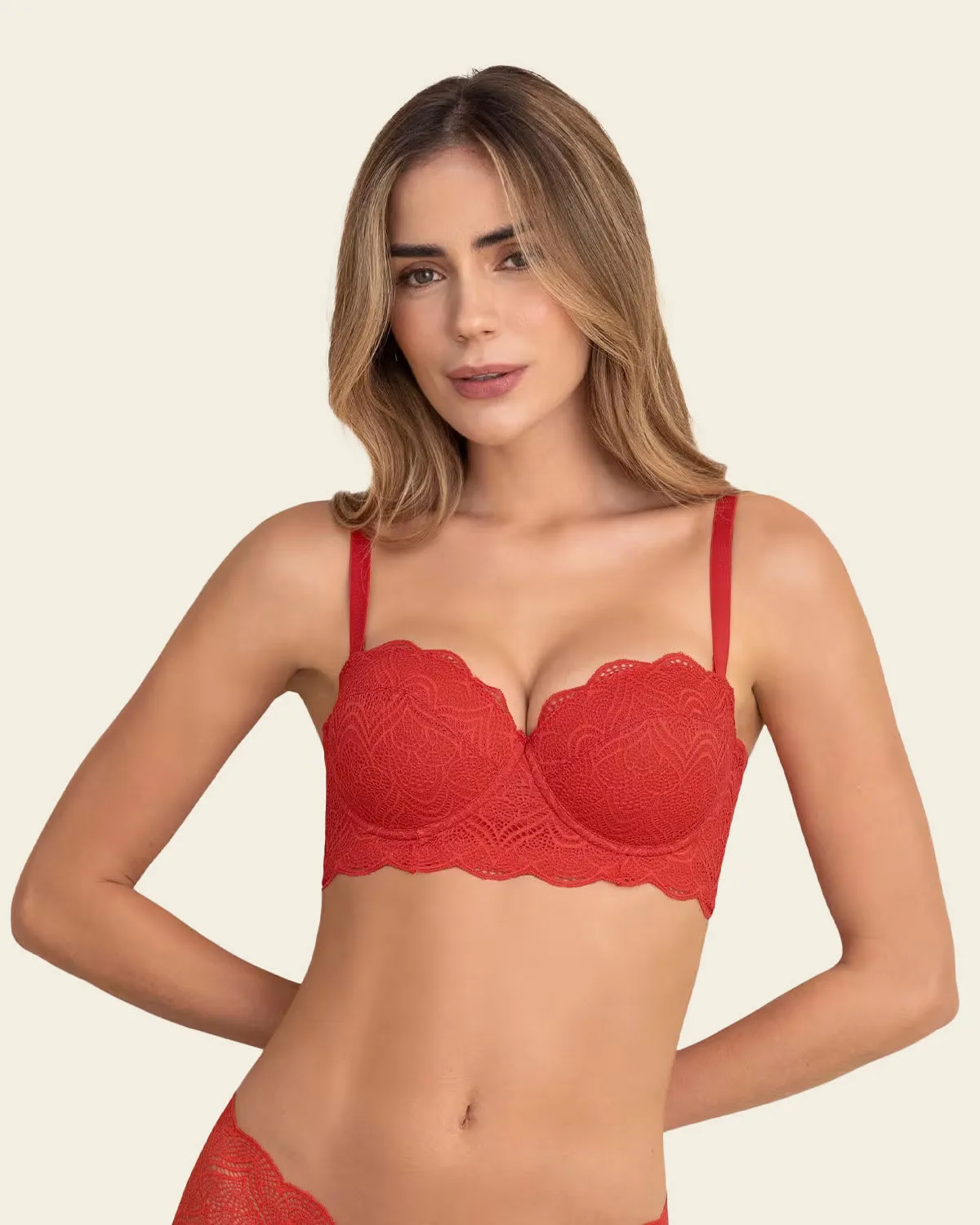 Convertible Balconette Lace Push Up Bra