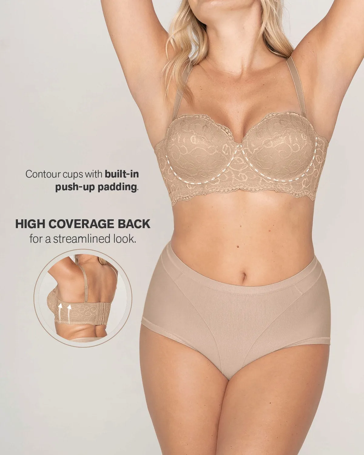 Convertible Balconette Lace Push Up Bra