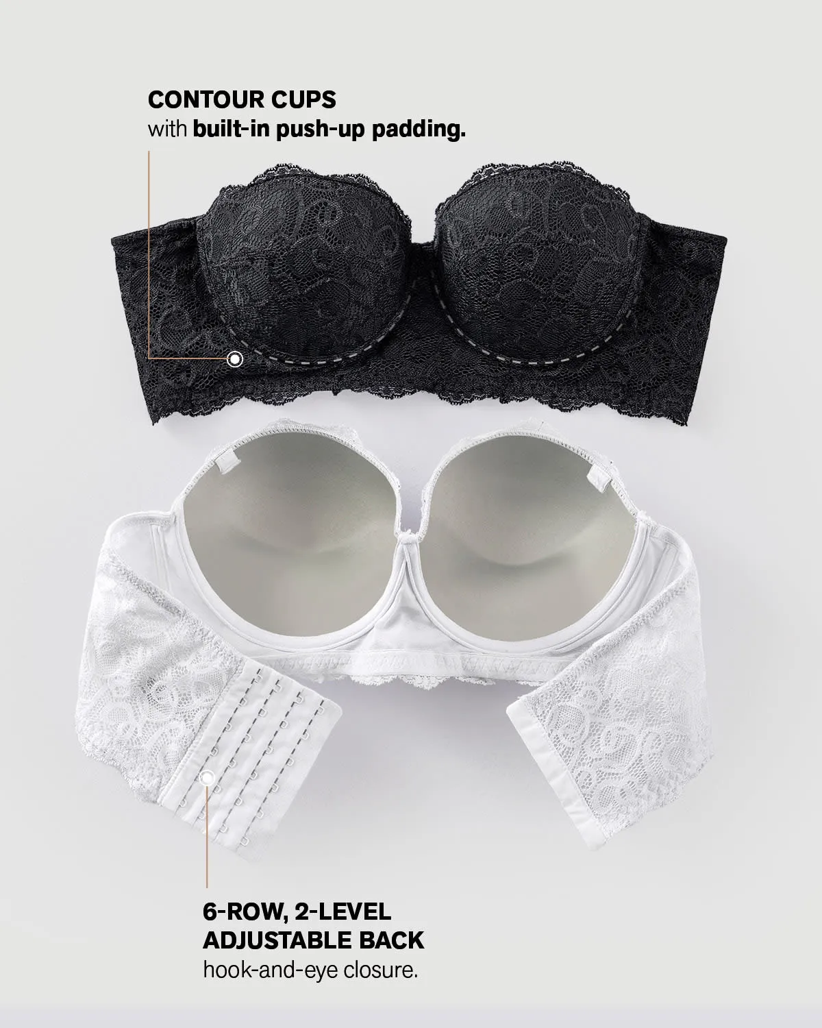 Convertible Balconette Lace Push Up Bra