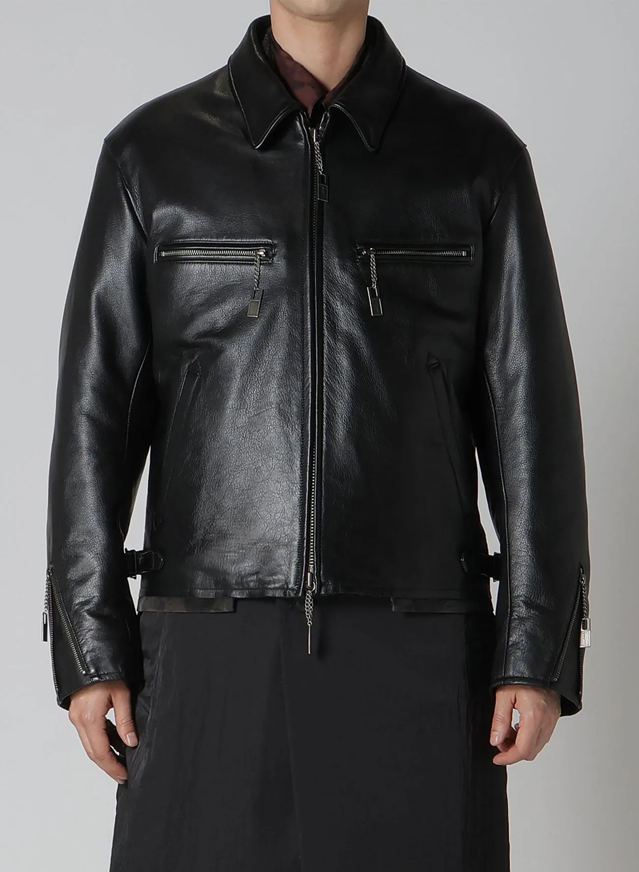 COW/DRUM LEATHER CUT OFF BLOUSON