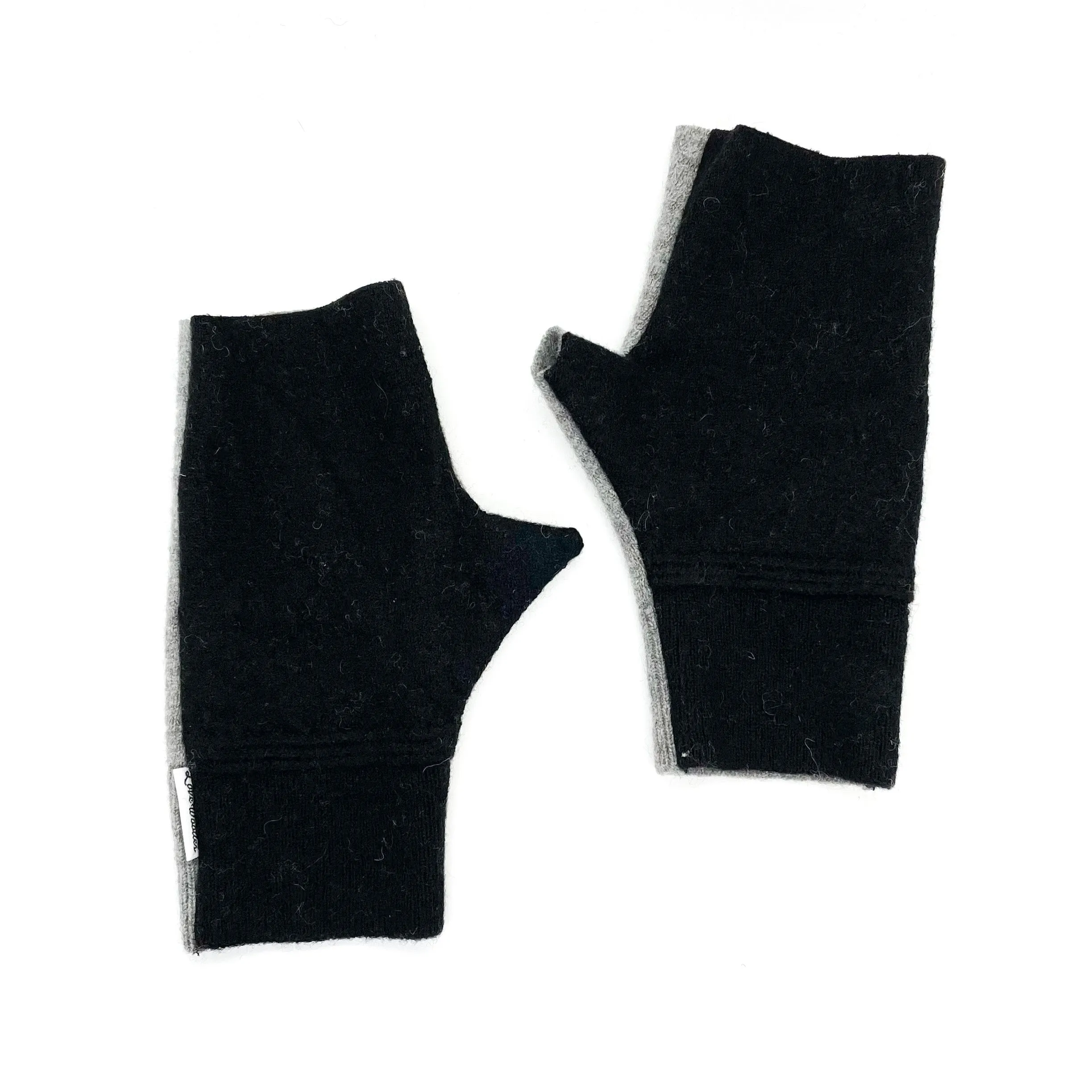 Fingerless Mittens | Grey & Black